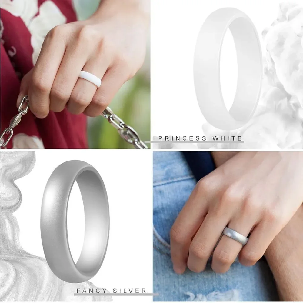 Silicone Wedding Bands Pack of 7